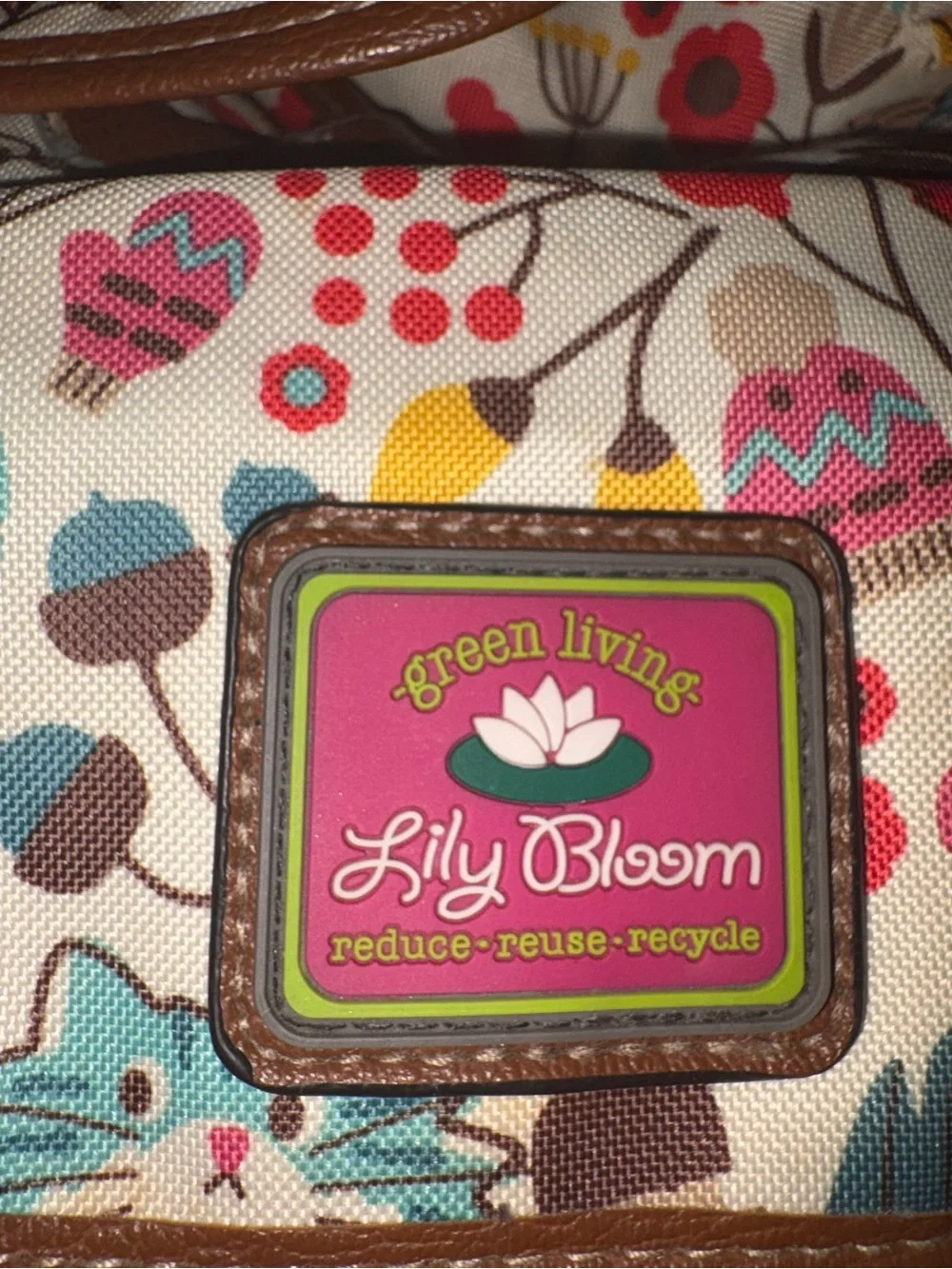 Lily Bloom Cream Backpack with Pink, Teal & Brown Accents